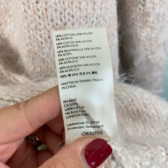 Free People Creme Brulee Eyelash Knit Butterfly Nevermind Cardigan Size L - Picture 6 of 9